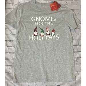 "GNOME FOR THE HOLIDAYS "Graphic Gray T-Shirt Wondershop Men's Small